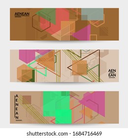 Abstract geometric texture. Mid century modern  design with geometric shapes transparent and overlapping. Retro colors. Banner template retro geometry vintage style.