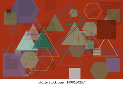 Textura geométrica abstracta. Diseño moderno a mediados de siglo con formas geométricas transparentes y solapadas. Colores retro. Estilo vintage de geometría retro de plantilla de página web.