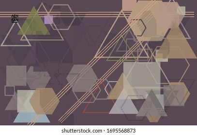 Abstract geometric texture. Mid century modern  design with geometric shapes transparent and overlapping. Retro colors. Webpage template retro geometry vintage style.