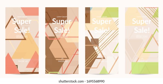 Abstract geometric texture. Mid century modern  design with geometric shapes transparent and overlapping. Retro colors. Social media template retro geometry vintage style.