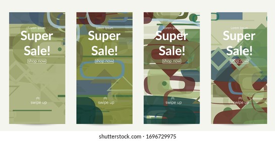 Abstrakte geometrische Struktur. Modernes Design aus dem Mittelalter mit geometrischen Formen, transparent und überlappend. Retro-Farben. Social Media Vorlage Retro Geometrie Vintage Stil.