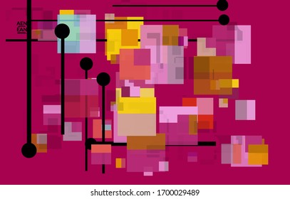 Abstract geometric texture. Mid century modern  design with geometric shapes transparent and overlapping. Retro colors. Webpage template retro geometry vintage style.