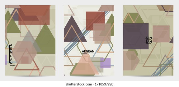 Abstract geometric texture. Mid century modern  design with geometric shapes transparent and overlapping. Retro colors. Flyer template retro geometry vintage style.