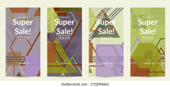 Abstract geometric texture. Mid century modern  design with geometric shapes transparent and overlapping. Retro colors. Social media template retro geometry vintage style.
