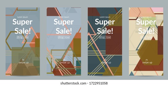 Textura geométrica abstracta. Diseño moderno a mediados de siglo con formas geométricas transparentes y solapadas. Colores retro. Estilo antiguo de geometría retro de plantilla de medios sociales.