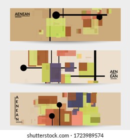 Abstrakte geometrische Struktur. Modernes Design aus dem Mittelalter mit geometrischen Formen, transparent und überlappend. Retro-Farben. Banner Vorlage Retro Geometrie Vintage Stil.