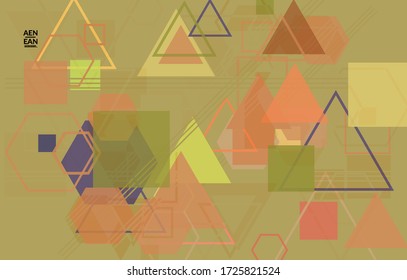 Abstract geometric texture. Mid century modern  design with geometric shapes transparent and overlapping. Retro colors. Webpage template retro geometry vintage style.