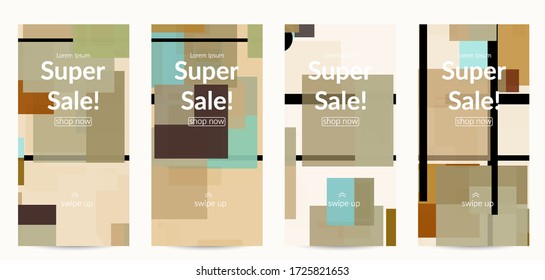 Abstrakte geometrische Textur. Modernes Design aus der Mitte des Jahrhunderts mit geometrischen Formen transparent und überlappend. Retro-Farben. Social Media Vorlage Retro Geometrie Vintage Stil.