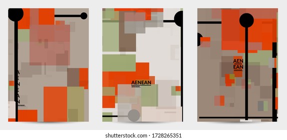 Abstract geometric texture. Mid century modern  design with geometric shapes transparent and overlapping. Retro colors. Flyer template retro geometry vintage style.
