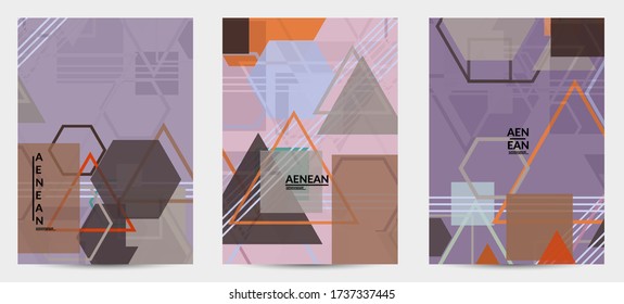 Abstract geometric texture. Mid century modern  design with geometric shapes transparent and overlapping. Retro colors. Flyer template retro geometry vintage style.