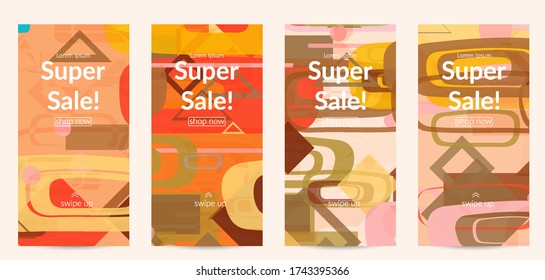 Abstrakte geometrische Textur. Modernes Design aus der Mitte des Jahrhunderts mit geometrischen Formen transparent und überlappend. Retro-Farben. Social Media Vorlage Retro Geometrie Vintage Stil.