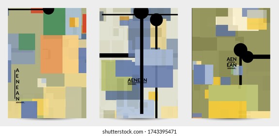 Abstrakte geometrische Textur. Modernes Design aus der Mitte des Jahrhunderts mit geometrischen Formen transparent und überlappend. Retro-Farben. Flyer Vorlage Retro Geometrie Vintage Stil.