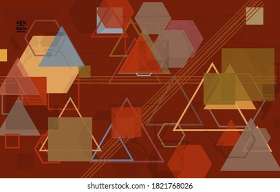 Abstract geometric texture. Mid century modern  design with geometric shapes transparent and overlapping. Retro colors. Webpage template retro geometry vintage style.