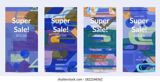 Abstract geometric texture. Mid century modern  design with geometric shapes transparent and overlapping. Retro colors. Social media template retro geometry vintage style.