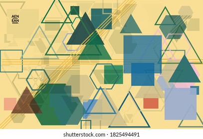 Textura geométrica abstracta. Diseño moderno de mediados de siglo con formas geométricas transparentes y superpuestas. Colores retro. Estilo vintage de geometría retro de plantilla de página web.
