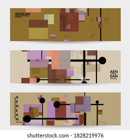 Abstract geometric texture. Mid century modern  design with geometric shapes transparent and overlapping. Retro colors. Banner template retro geometry vintage style.