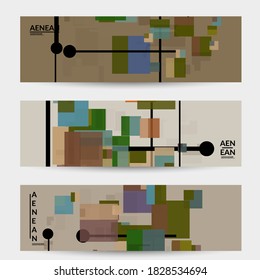Abstract geometric texture. Mid century modern  design with geometric shapes transparent and overlapping. Retro colors. Banner template retro geometry vintage style.