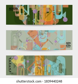Textura geométrica abstracta. Diseño moderno de mediados de siglo con formas geométricas transparentes y superpuestas. Colores retro. Estilo vintage de geometría retro de plantilla de banner.