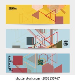 Textura geométrica abstracta. Diseño moderno de mediados de siglo con formas geométricas transparentes y superpuestas. Colores retro. Estilo vintage de geometría retro de plantilla de banner.