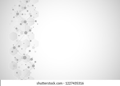 Abstract geometric texture with molecular structures and neural network. Molecules DNA and genetic research. Plexus background. Vector illustration for medical, scientific and technological design