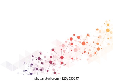 Abstract geometric texture with molecular structures and neural network. Molecules DNA and genetic research. Plexus background. Vector illustration for medical, scientific and technological design