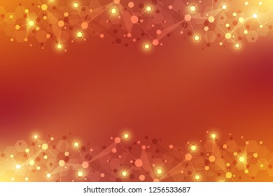 Abstract geometric texture with molecular structures and neural network. Molecules DNA and genetic research. Plexus background. Vector illustration for medical, scientific and technological design