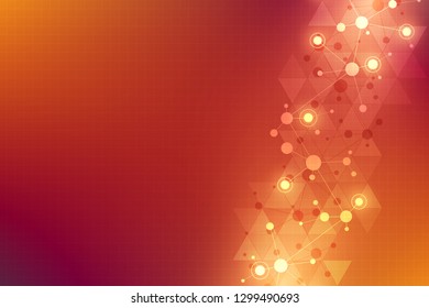 Abstract geometric texture with molecular structures and neural network. Molecules DNA and genetic research. Plexus background. Vector illustration for medical, scientific and technological design
