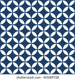 Abstract geometric texture repeating blue and white Circle seamless pattern design background. editable vector file.