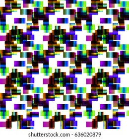 Abstract geometric textured glitch background. Seamless abstract background with geometric elements, designed with bright colored gradients. Trendy Glitch effect. Design element. Digital noise 
