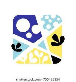 Abstract geometric textures in a square, logo element, trendy colors and shapes vector illustration