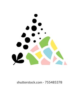Abstract geometric textures in a triangle, trendy colors and shapes vector illustration