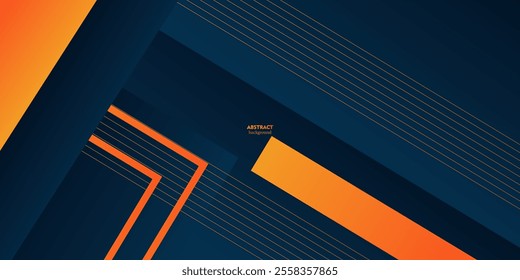 Abstract geometric theme of overlapping dark blue and orange checkered with cool stripes in the background for graphic design. eps10