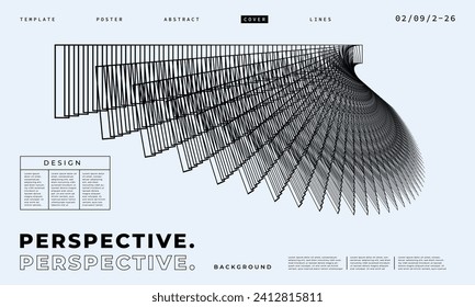 Abstract geometric thin line perspective background template copy space. Contemporary thin line shapes backdrop. Modern polygonal background for poster, banner, catalog, cover, leaflet, or catalog.