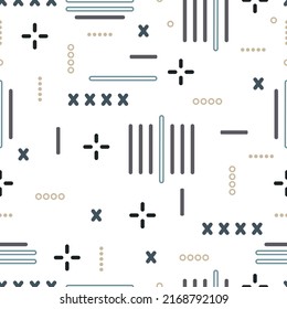 Abstract geometric thin shapes seamless vector pattern