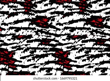 Abstract Geometric Three Colors Zebra Stripes Brush Strokes Repeating Vector Pattern 