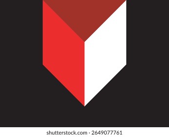 Abstract Geometric Three Dimensional Arrowhead Shape Illustration Element on Black Background