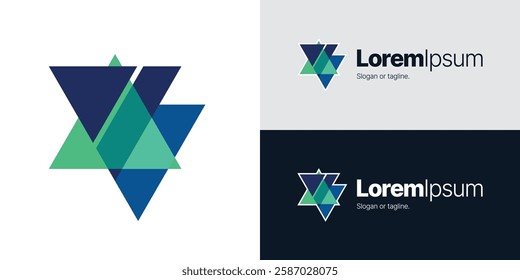 Abstract Geometric Three Triangles Modern Logo Design Icon