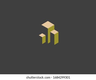 Abstract geometric three-dimensional logo icon three rectangles for your company