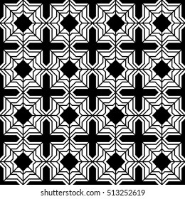 Abstract geometric tile black and white hipster fashion pillow pattern