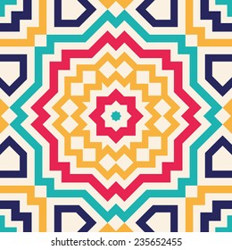 Abstract geometric tile for seamless background - crazy colorful lines. Vector illustration.