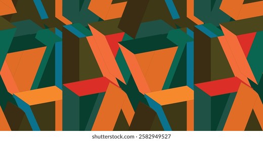 Abstract geometric tiles 3d seamless pattern vector. Repeatable background. Illusive for design graphic, background, wallpaper, layout or art. 