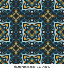 abstract geometric tiles bohemian ethnic seamless vector pattern ornamental. Hand drawn graphic print