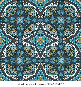 abstract geometric tiles bohemian ethnic seamless vector pattern ornamental. Hand drawn graphic print