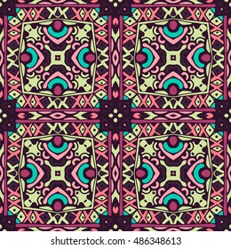 abstract geometric tiles bohemian ethnic seamless vector pattern ornamental. Hand drawn graphic print