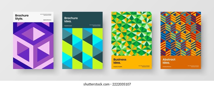 Abstract geometric tiles brochure layout set. Clean company cover A4 vector design illustration composition.
