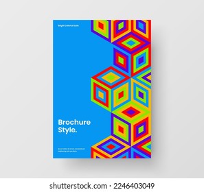 Abstract geometric tiles postcard template. Vivid catalog cover A4 vector design concept.