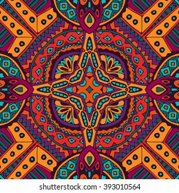 abstract geometric tiles  seamless vector pattern ornamental. Hand drawn graphic print