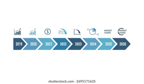 Abstract geometric timeline infographic with icons representing progress and growth illustration