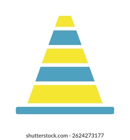 Abstract geometric traffic cone design with alternating colored bands illustration