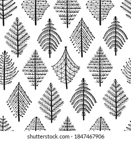 Abstract geometric trees. Seamless Pattern for your design. Vector illustration